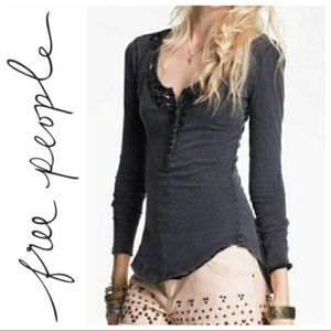 Free People Lou Legacy Henley XS  Grey-Blue Boho